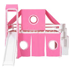 Full Loft Bed with Castle Tent & Tower, Solid Wood Frame & Playhouse Design