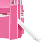 Full Loft Bed with Castle Tent & Tower, Solid Wood Frame & Playhouse Design