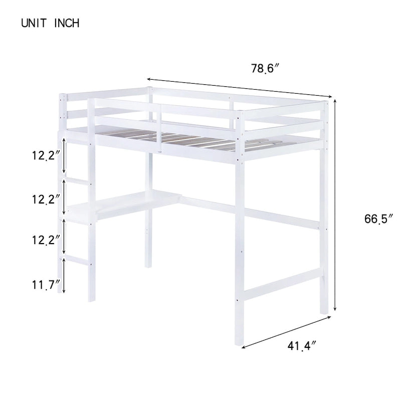 Twin Loft Bed with Built-in Desk - Study/Sleep Combo