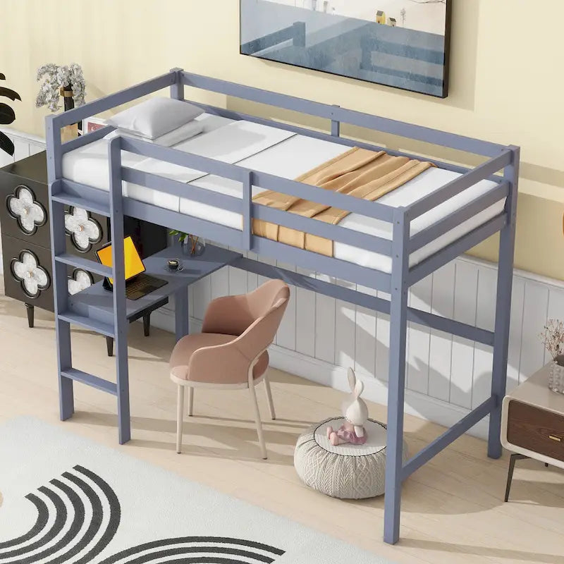 Twin Loft Bed with Built-in Desk - Study/Sleep Combo