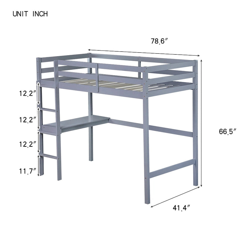Twin Loft Bed with Built-in Desk - Study/Sleep Combo