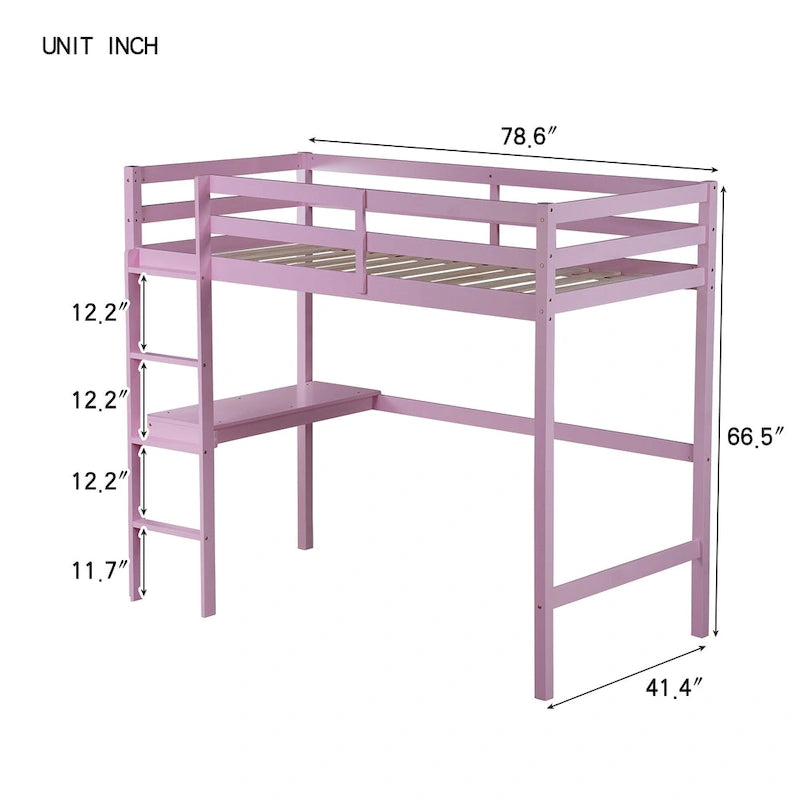 Twin Loft Bed with Built-in Desk - Study/Sleep Combo