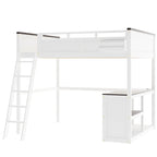 Pine Queen Loft Bed with Desk, Storage & USB