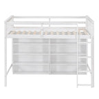 Twin Size Loft Bed with 8 Open Storage Shelves and Built-in Ladder