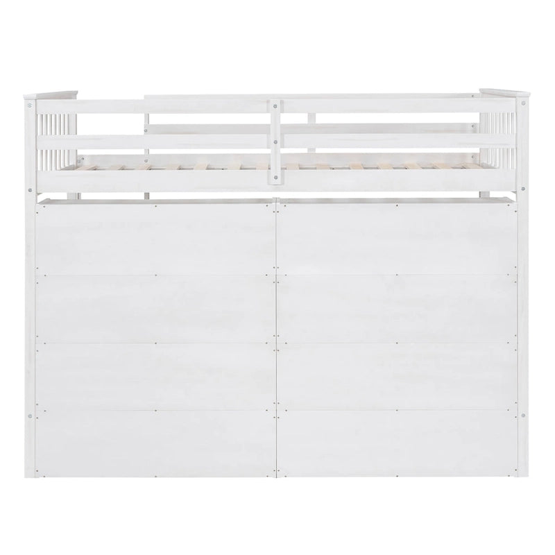 Twin Size Loft Bed with 8 Open Storage Shelves and Built-in Ladder