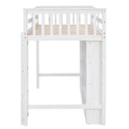 Twin Size Loft Bed with 8 Open Storage Shelves and Built-in Ladder