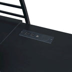 Metal Loft Bed Frame, Under Bed with 4 Layers of Shelves & L-shaped Desk, Desktop with Sockets, USB Ports, Wireless Charging