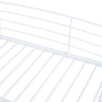 Metal Loft Bed Frame, Under Bed with 4 Layers of Shelves & L-shaped Desk, Desktop with Sockets, USB Ports, Wireless Charging