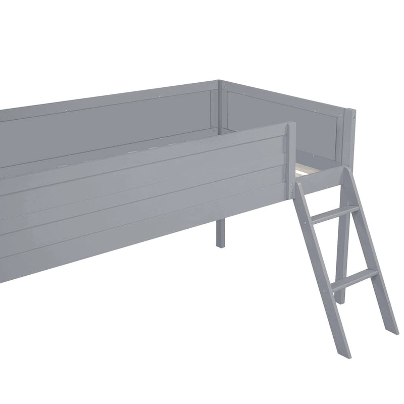Twin Size Wood Gaming Loft Bed with LED Desk (250lb Capacity)