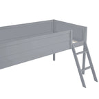 Twin Size Wood Gaming Loft Bed with LED Desk (250lb Capacity)
