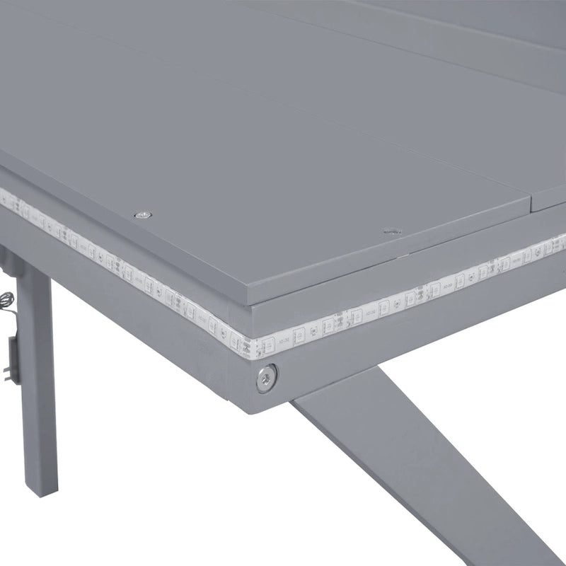 Twin Size Wood Gaming Loft Bed with LED Desk (250lb Capacity)