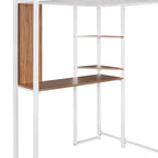 Twin Size Metal Loft Bed with Ladder, Fence, Shelves and Desk