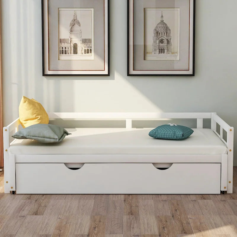White Twin Pine Daybed with Trundle