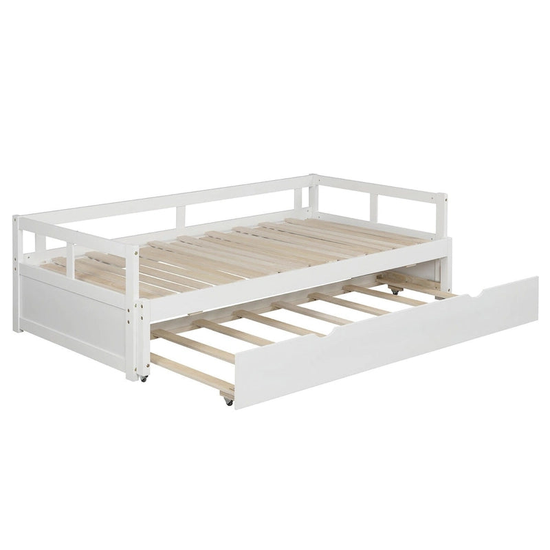 White Twin Size Pine Daybed with Pull-Out Trundle