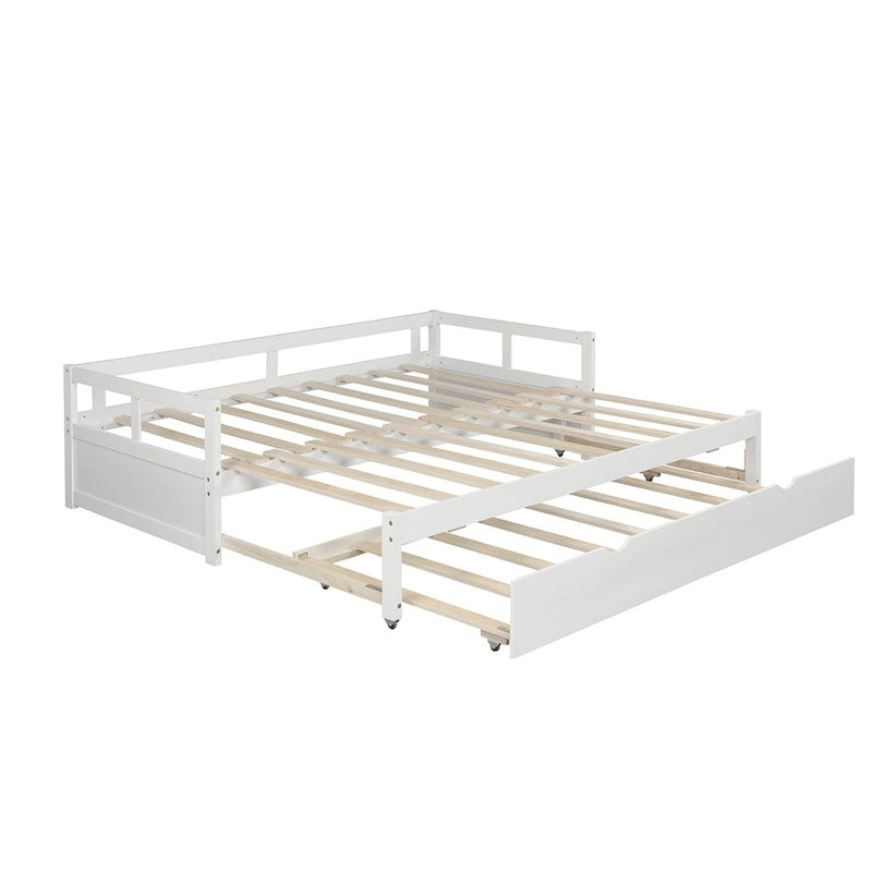 White Twin Size Pine Daybed with Pull-Out Trundle