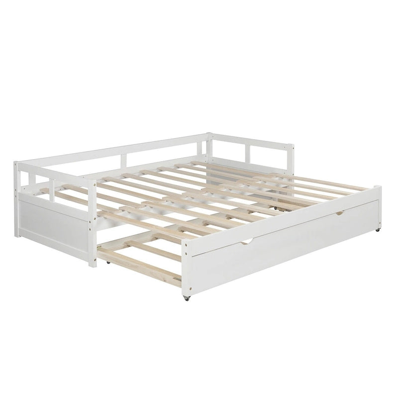 White Twin Size Pine Daybed with Pull-Out Trundle