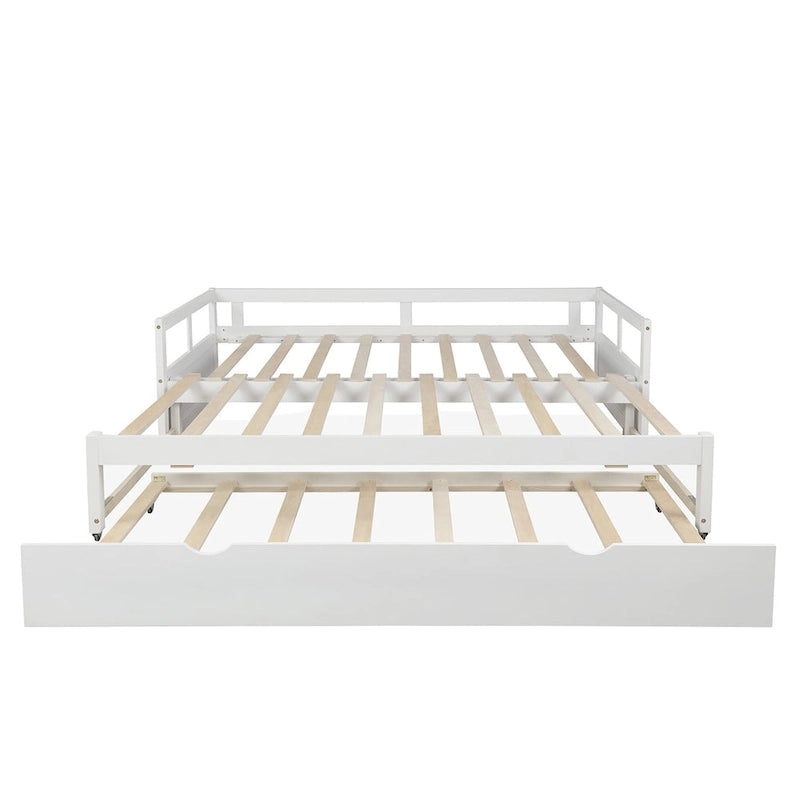White Twin Size Pine Daybed with Pull-Out Trundle