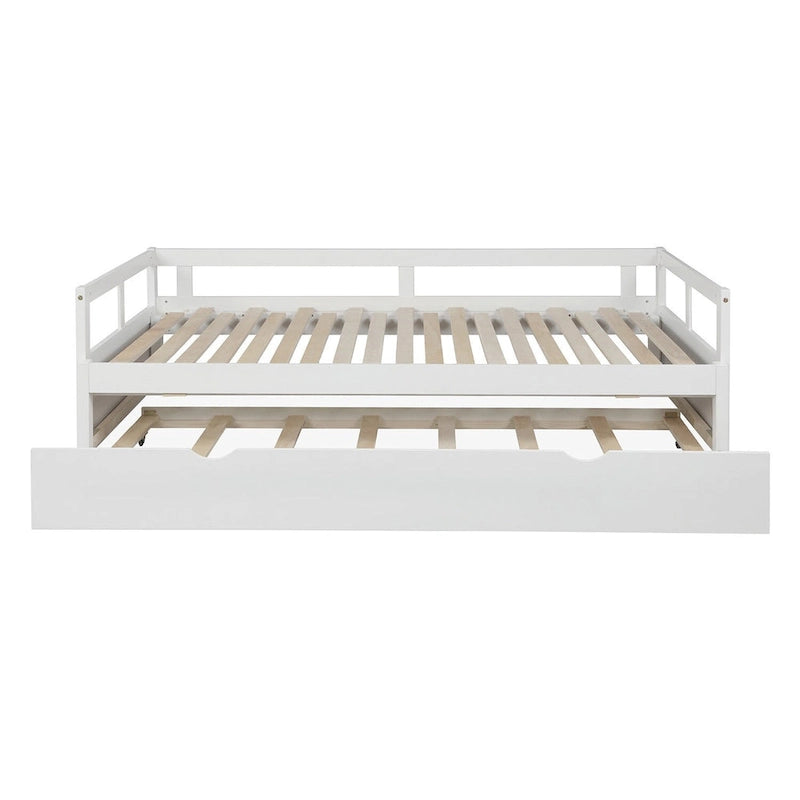 White Twin Size Pine Daybed with Pull-Out Trundle
