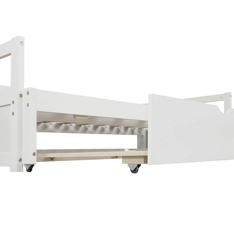 White Twin Size Pine Daybed with Pull-Out Trundle