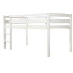 Twin Size Wood Low Loft Bed with Ladder and Fence for Kids, Boys and Girls