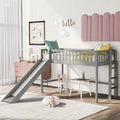 Twin Size Wood Low Loft Bed with Removable Slide and Ladder for Kids