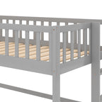 Twin Size Wood Low Loft Bed with Removable Slide and Ladder for Kids