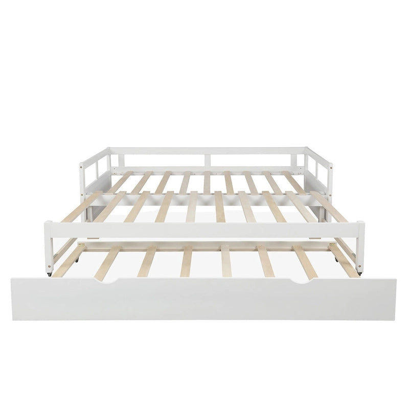 White Pine Wood Twin Daybed with Pull-Out Trundle and Slat Kit