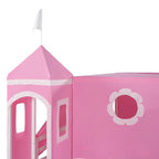 Pink Full Size Solid Wood House Loft Bed with Slide, Tent and Tower