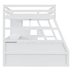 White Full Size Wood Loft Bed with 7 Drawers, 2 Shelves, Desk and Ladder