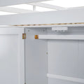 White Full Size Solid Wood Loft Bed with Built-in Wardrobe, Desk, Storage Shelves and Drawers