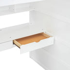 White Twin Size Solid Wood Loft Bed with Desk, Wardrobes and Drawers