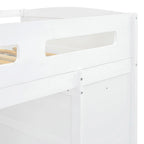 White Twin Size Solid Wood Loft Bed with Desk, Wardrobes and Drawers