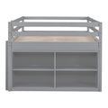 Gray Full Size Solid Wood Loft Bed with Retractable Desk and Drawers