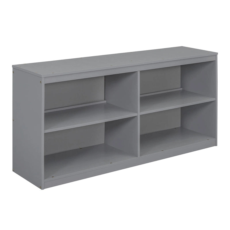 Gray Full Size Solid Wood Loft Bed with Retractable Desk, Drawers and Shelves