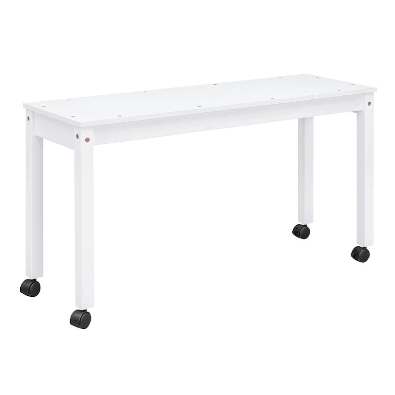 White Full Size Solid Wood Loft Bed with Retractable Desk, Drawers and Shelves