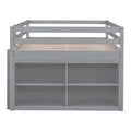 Gray Full Size Solid Wood Loft Bed with Retractable Desk & Drawers