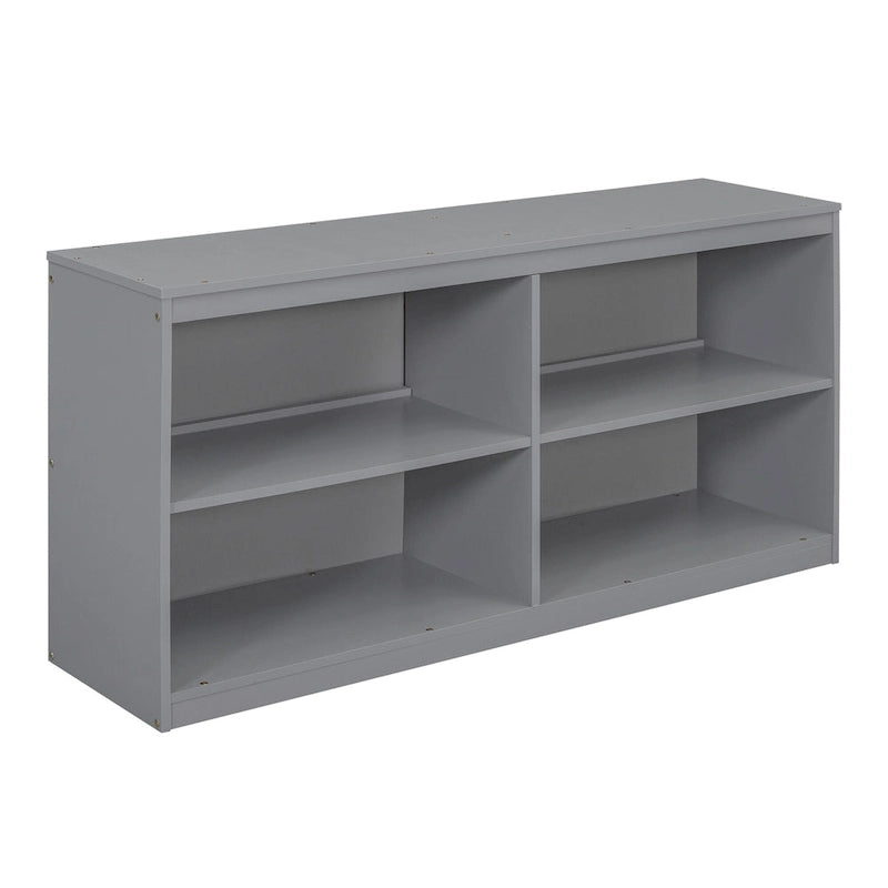 Gray Full Size Solid Wood Loft Bed with Retractable Desk and Drawers