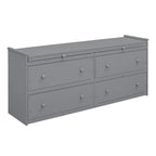 Gray Full Size Solid Wood Loft Bed with Retractable Desk and Drawers