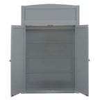 Gray Twin Size Solid Wood Loft Bed with Desk, Wardrobes and Drawers