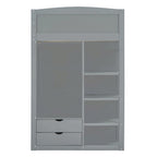 Gray Twin Size Solid Wood Loft Bed with Desk, Wardrobes and Drawers