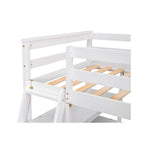 Modern Twin Size Pine Loft Bed with Desk, Shelves and Two Storage Drawers