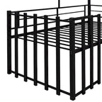Black Twin Size Metal House Loft Bed with Roof, Window and Ladder