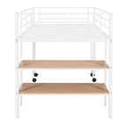 White Twin Size Metal Loft Bed with Desk and Shelves