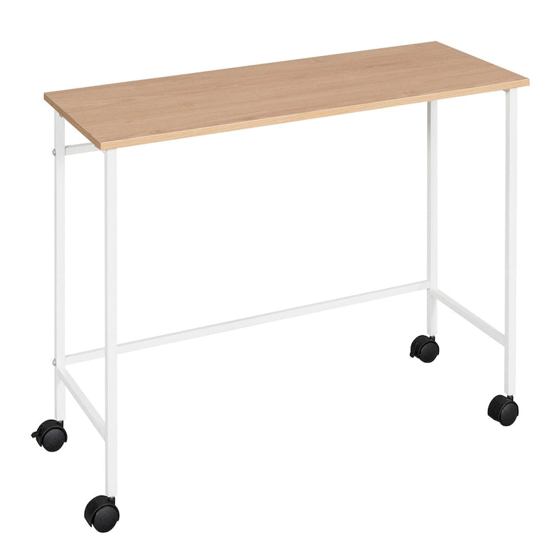 White Twin Size Metal Loft Bed with Desk and Shelves