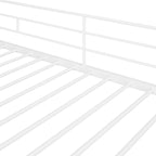 White Twin Size Metal Loft Bed with Desk and Shelves