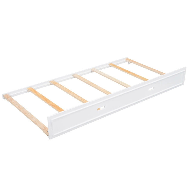 Modern Wood Platform Bed, Full Size Daybed with Storage Shelves, USB and LED, L Shape Floor-Bed with Trundle for Bedroom