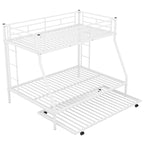 Bed with Sturdy Steel Frame, Bunk Bed with Trundle, Two-Side Ladders