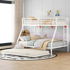 Bed with Sturdy Steel Frame, Bunk Bed with Trundle, Two-Side Ladders